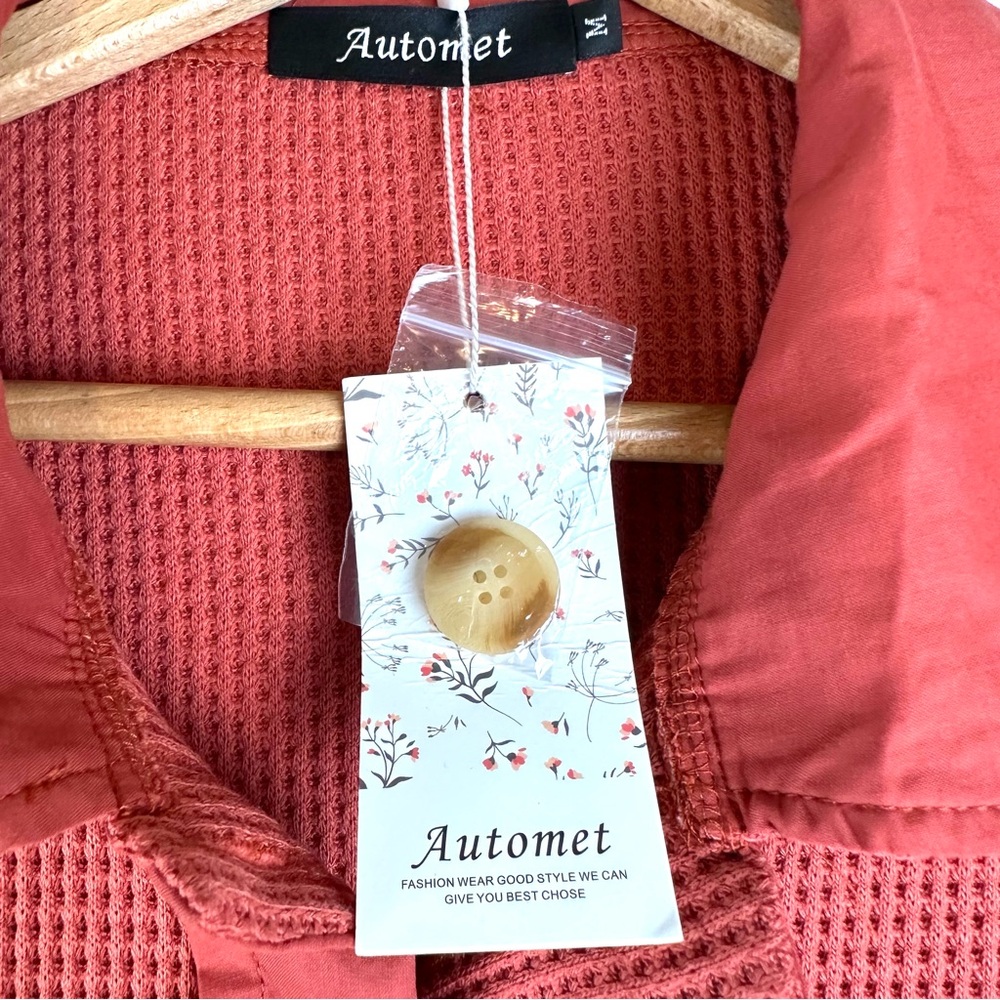 Automet Waffle Knit Button Down Shirt Casual NWT - Picture 6 of 10